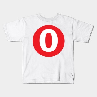 Number 0 Big Red Dot Letters & Numbers Kids T-Shirt